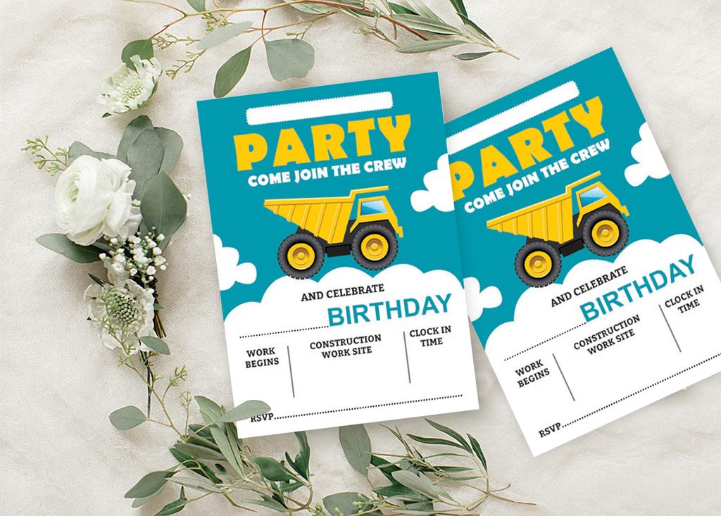 Darling Souvenir Green Birthday Invitation Card 28 Pcs Fill or Write In Blank Invites Printable Party Supplies 5 X 7