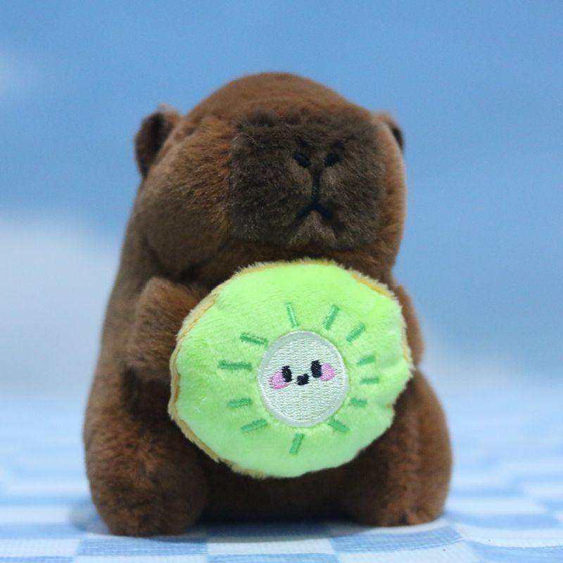 Cute Adorable Capybara Plush Keychain Fruit Doll Bag Charm Soft Toy Accessory Kiwi