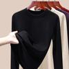 Silk Warm Fleece Heating and Thermal Underwear Women's Inner Fleece Autumn Clothes Single-piece Top Wool Bottoming Shirt Winter