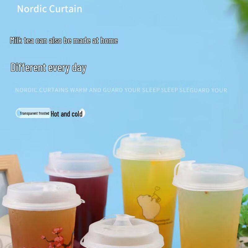 

500ML Disposable Plastic Cups with Lids and Straws