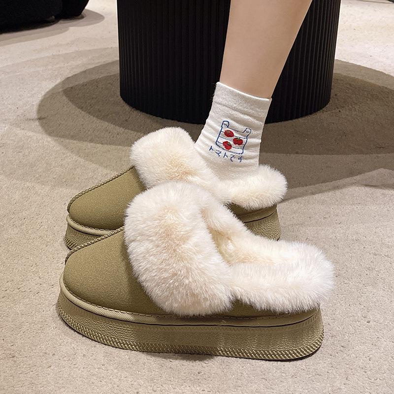 Baotou Snow Drag Outside 2024 Winter New Korean Version Thick-soled Piled Thickened Warm Indoor Cotton Shoes Mao Mao Shoes