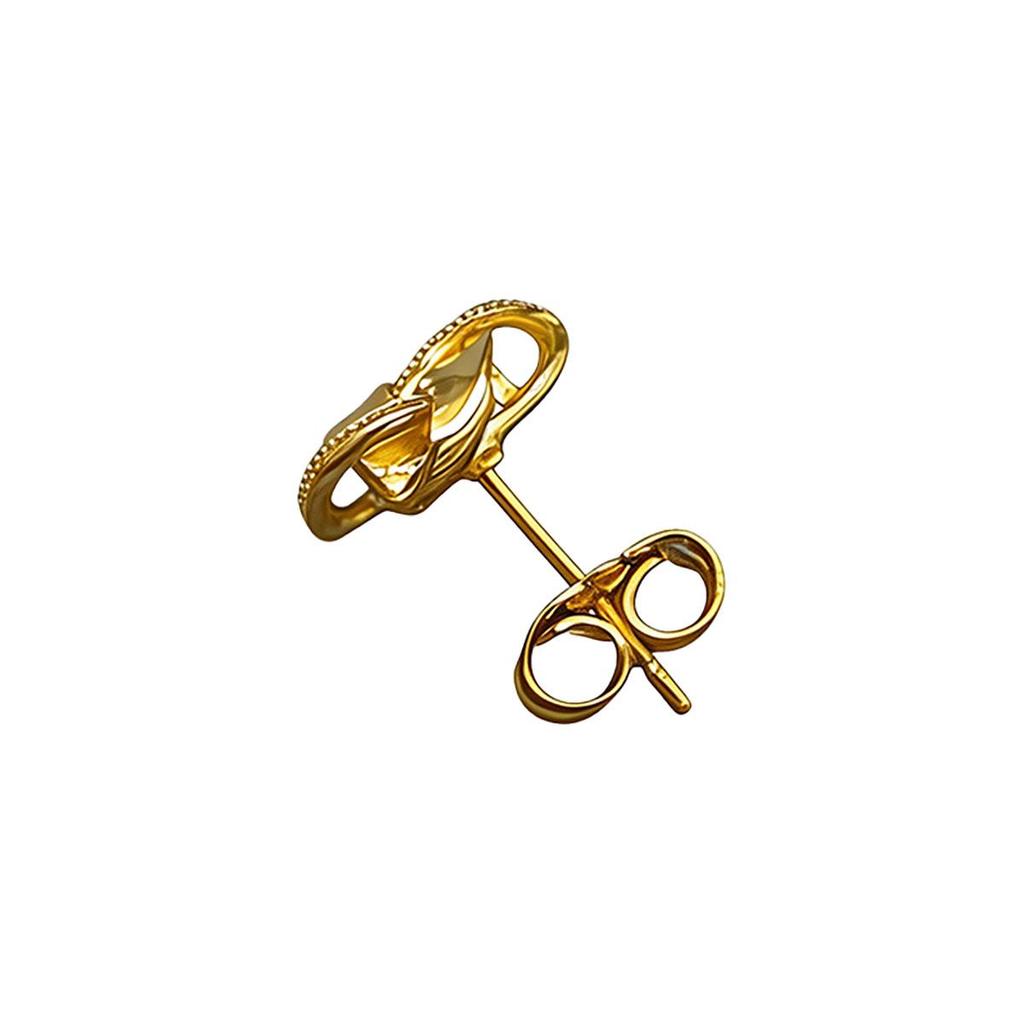 Golden Ruyi Knot Earrings for Women, Ear Piercing for Daily Wear, Small Earrings, Cartilage Studs, Versatile Simple Design Earrings