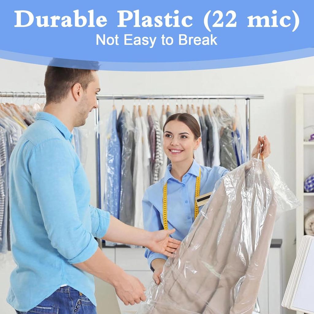 25 Pack Dry Cleaning Bags, 60x90 cm Dry Cleaner Bags Plastic Clear, Dust-proof Plastic Garment Bags, Home Storage, Travel, Moving