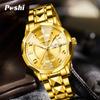 Men's watch waterproof luminous double calendar business gold watch men's quartz watch