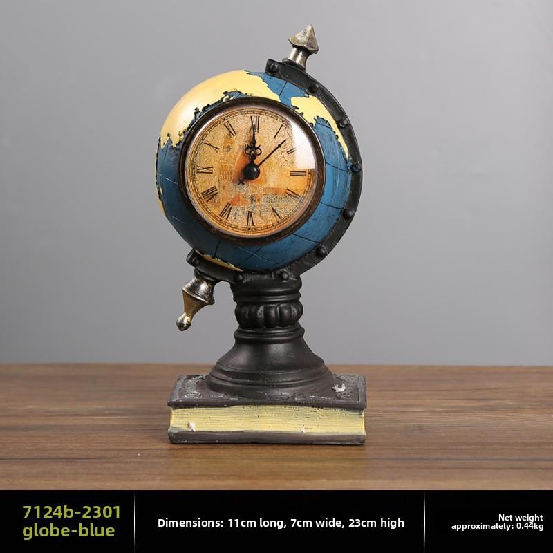 Clock Resin Globe Ornament For Desk Decor In Living Room Or Kids Gifts Room