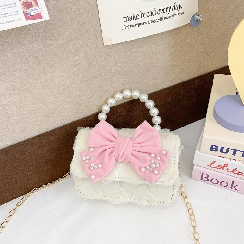 Charming Mini Butterfly Knot Chain Shoulder Bag For Kids With Pearl Handle