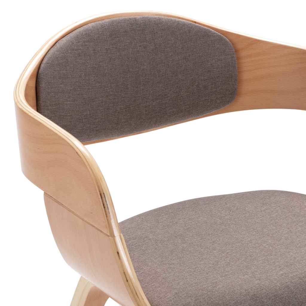 Dining Chairs 2 Pcs. Bentwood and Taupe Fabric
