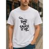European sizes Creative Text Print Short-Sleeved T-shirt "TIME TO SAUCE IT UP" | Versatile for Fitness Training, Casual Weekend Wear,