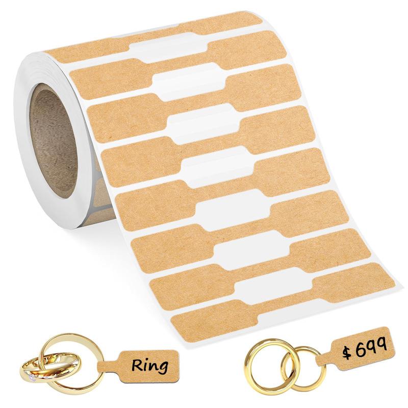 500Pcs/Roll Price Stickers Jewelry Price Tags Self Adhesive White Blank Sticker Kraft Paper Ring Necklace Earring Price Label