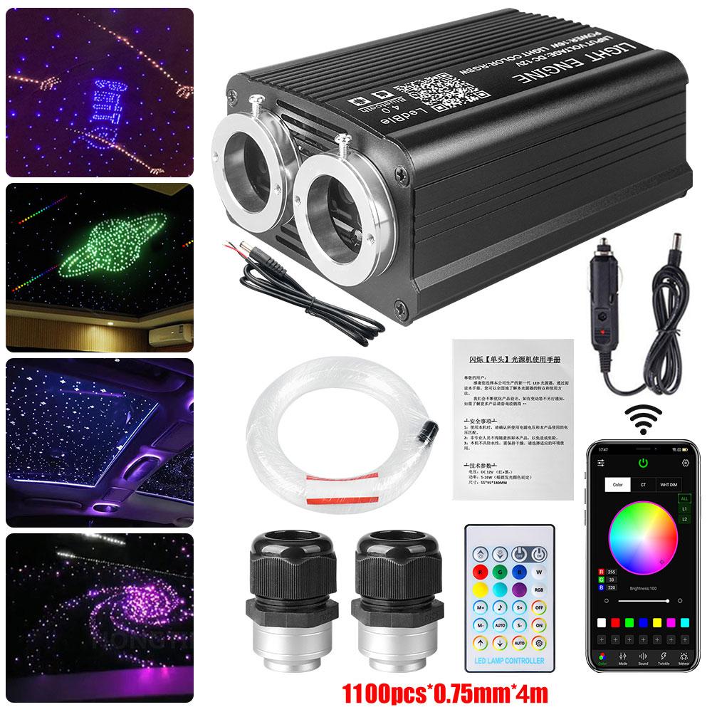 Twinkle RGBW Starry Sky Fiber Optic Smart APPController Car Star Ceiling Light 900~1100pcs for Car Roof Star Optical Fiber Light