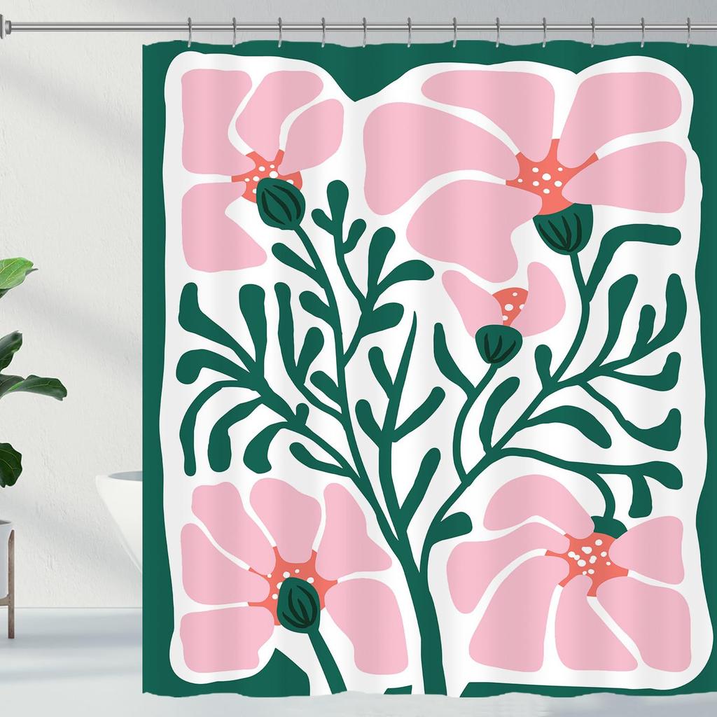 Black And White Flower Shower Curtain Flower Butterfly Shower Curtain With Hook Dark Flower Leaf Plant Bathroom Curtain Waterproof Shower Curtain