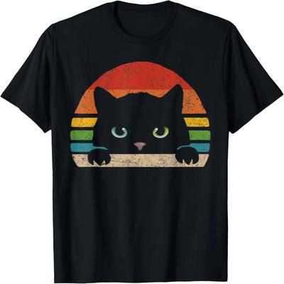 Vintage Black Cat Lover, Retro Style Cats Gift T-Shirt