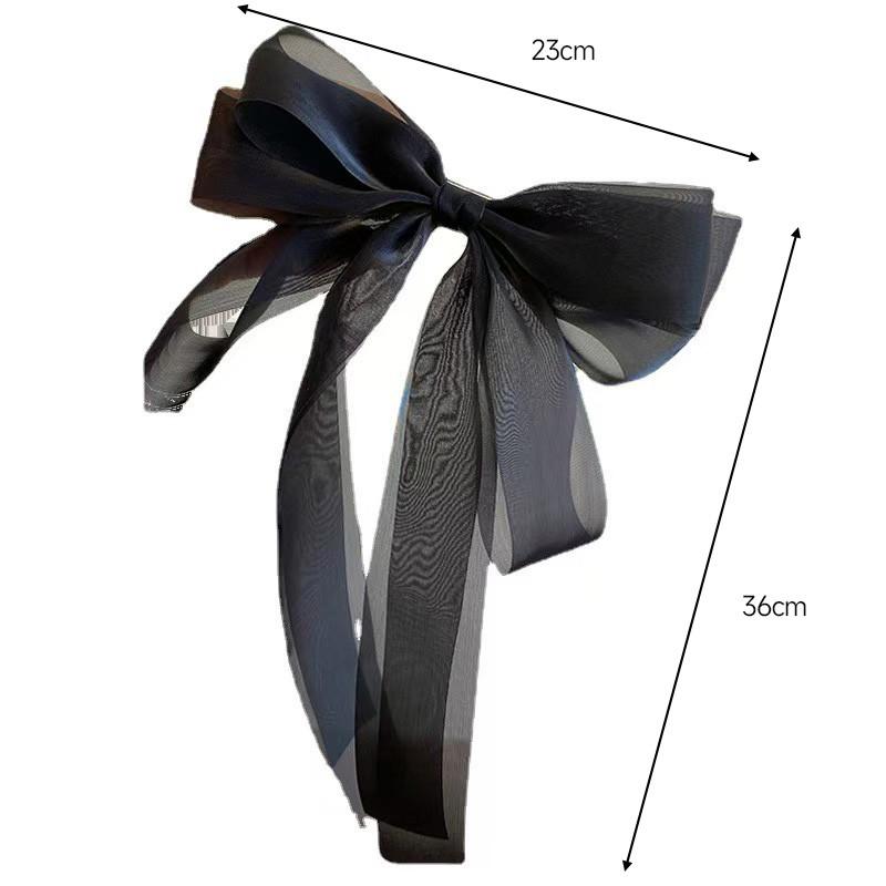 Mesh Bow Hairpins Women's Long Streamers Fairy Half-draped Hair Atmosphere Spring Clips Versatile Hair Accessories