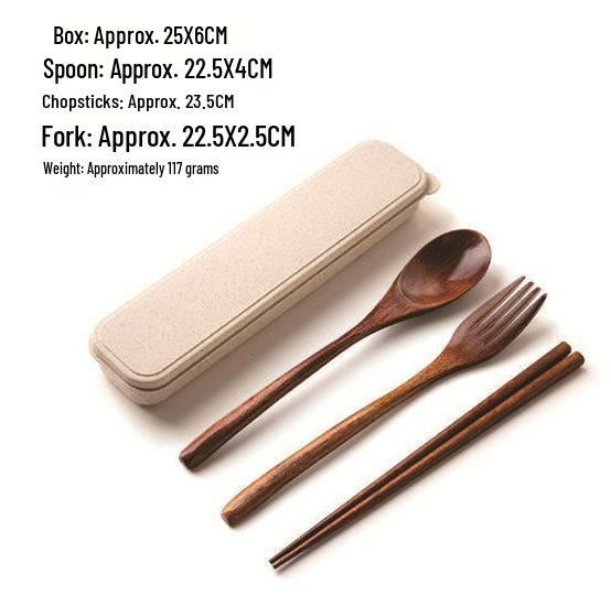Portable Wooden Cutlery Set: Chopsticks, Fork, Spoon with Cloth Bag for Outdoor Travel