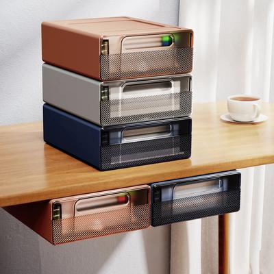 Eary Under Desk Drawer Organizer No-Punch Strong Sticky Under Table Hidden Storage Box W/ Induction Night Light Grocery Storage