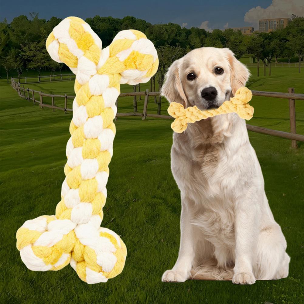 Cotton Rope Dog Toy Bone Shaped Puppy Teething Chew Toy Natural Cotton Thread Braided Rope Toy For Small Dogs Teething Cleaning