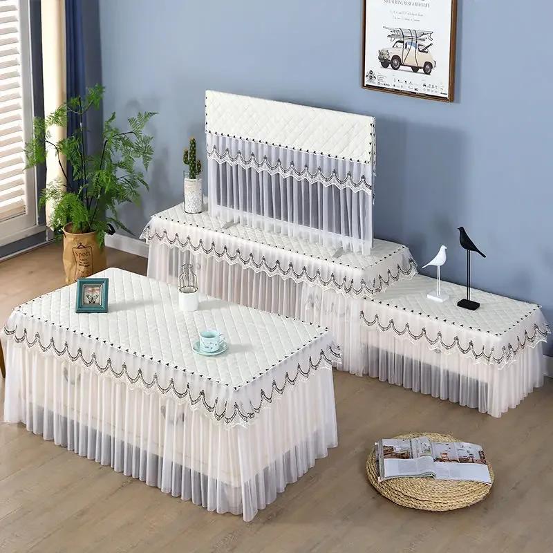 Stół szafkowy Tkanina prostokątna Zmywalna Pyłoszczelna Tkanina stołowa TV Pokrowiec na telewizor LCD Koronka Wisząca Osłona przeciwpyłowa Impreza Ślub Dekoracja