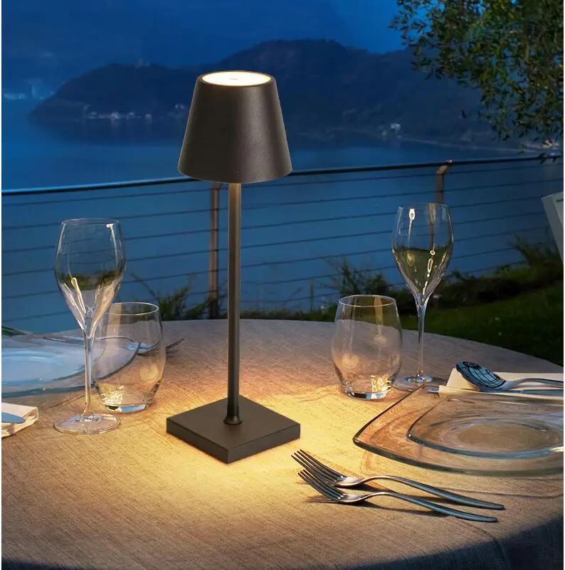 Rechargeable Table Lamp Modern LED USB Touch Switch Night Light Dimmable Hotel Cordless Desk Lamps for Living Room Restaurant