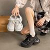 Customized platform sports shoes women's 2025 new spring Korean version dad shoes casual versatile breathable running white shoes
