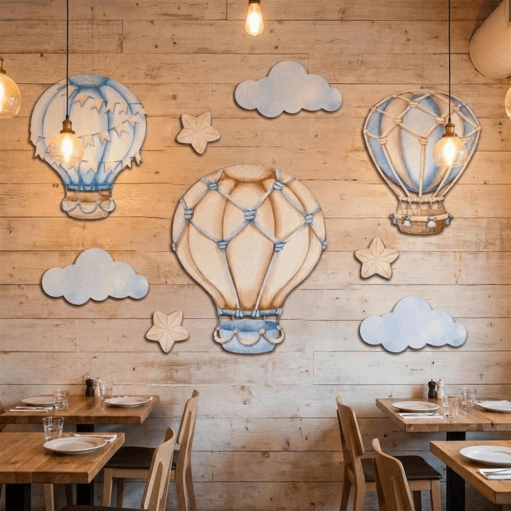 9PCS/SET Watercolor Hot Air Balloon Wall Decor Cartoon Nursery Wall Art Sticker Baby Room