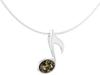 Short Silver Necklace Note with Green Amber Note Eight Silver 42