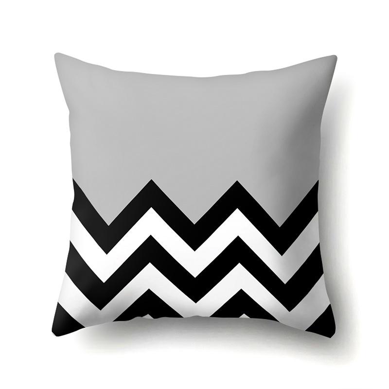 Polyester Pillowcase Black and White Printed Pillowcase Waist Cushion Cover Geometric Cushion Head Cushion Cover