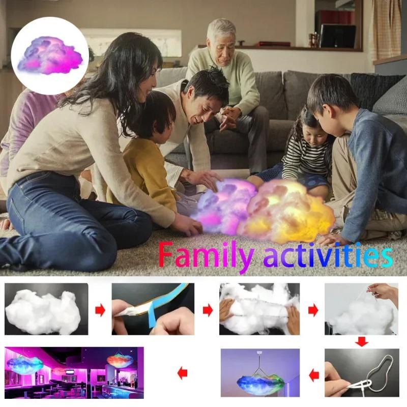 RGB LED Cloud Lights APP&Remote Control,Music Sync 3D Lightning Night Lamp for Bedroom Gaming Room Ceiling Party Wedding Decor