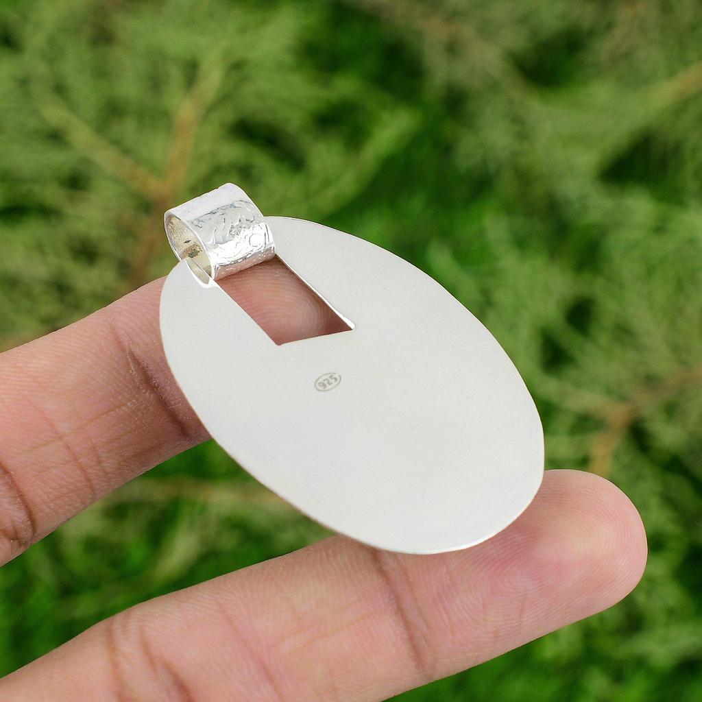 Daughters Day Deal 925 Silver Heart Chakra Rose Quartz Rough Stone Bezel Pendant