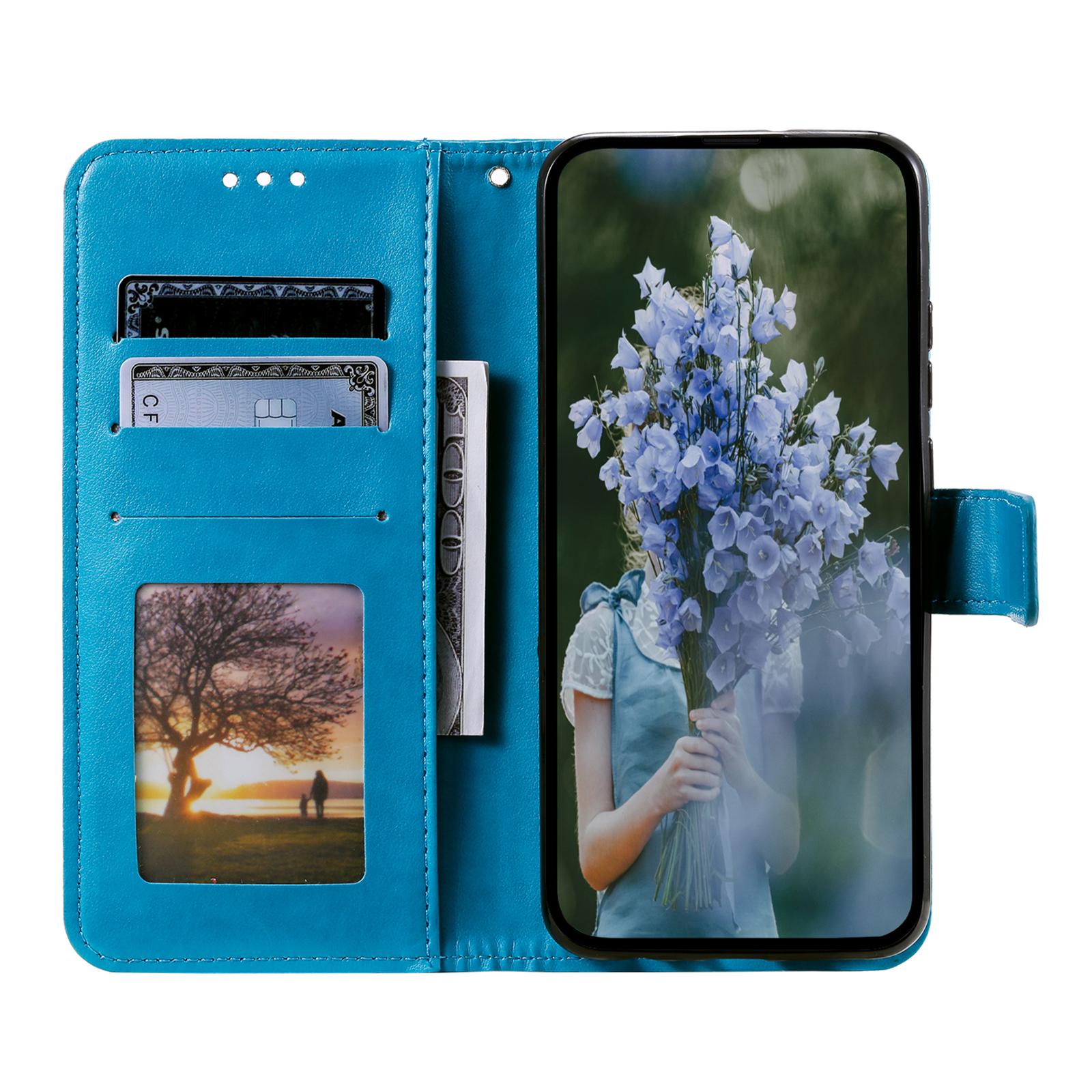 

Phone Cover for Xiaomi Redmi 11A 4G/Redmi 12C 4G,Imprinted Mandala Flower Pattern Wallet Stand Phone Case Blue