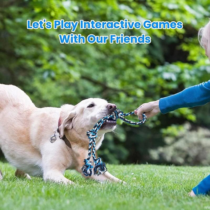

Fun And Interactive Durable Braided Dog Toy With Knot Rope Ball For Teeth Cleaning And Chewing Double knot rope