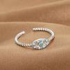 YILUOCD Blue Cubic Zirconia Evil Eye Open Ring for Women Turkish Devil Eyes Stackable Adjustable Rings Jewelry for Protection