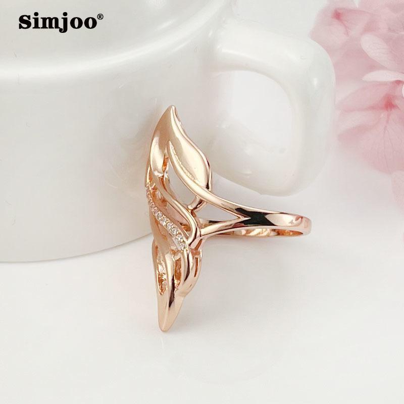 Zircon Rose Gold Hollow Flame Ring Women Fashion Jewelry Adjustable Stackable Statement Accessory