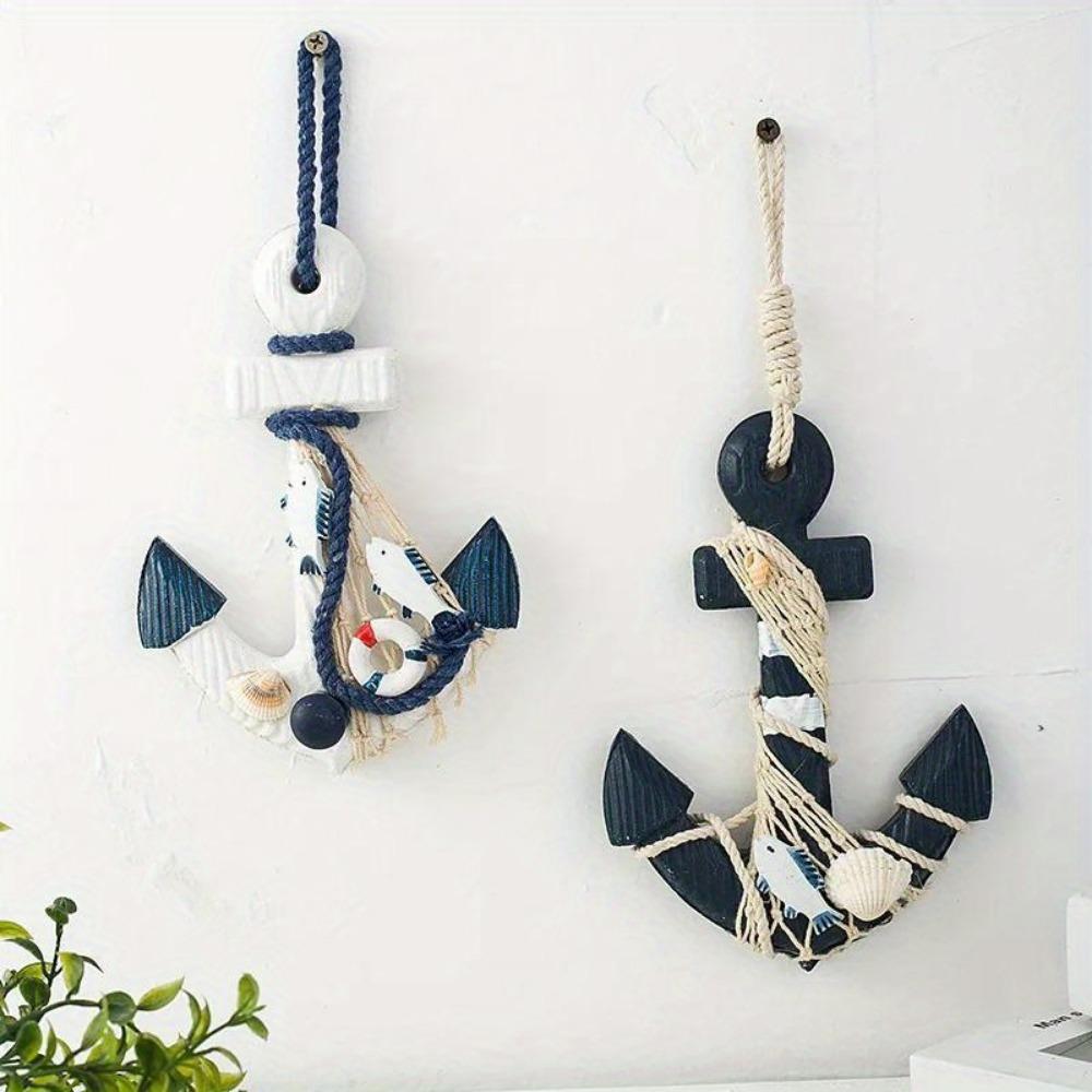 1PC Mediterranean Boat Anchor Ship Wheel Retro Wood Nautical Wall Hanging Ornament Decoration Steering Sailing Home Decor
