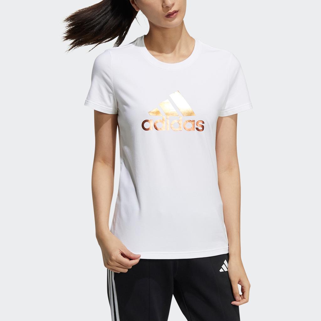 adidas Fi Tee Foil Logo Print Sports Short Sleeve T-Shirt Women Tops White GP0683