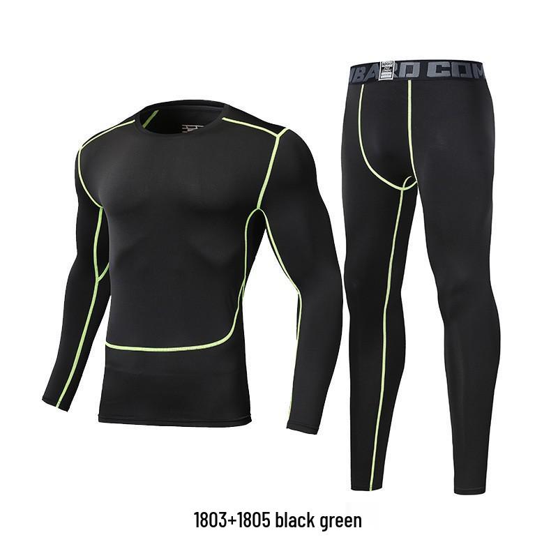 Men's Quick-Drying Elastic Compression Long Sleeve Fleece-Lined Fitness Suit