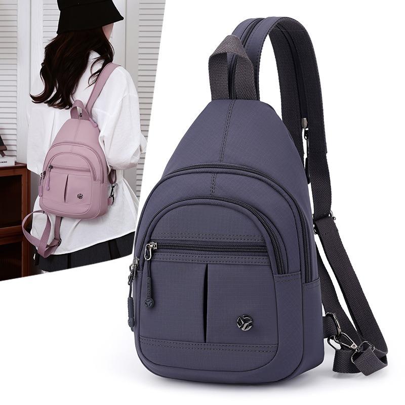 Casual Women's Backpack Trendy Nylon Small Backpack Breast Bag Dual-purpose Multi-pocket Oxford Canvas Single Shoulder Crossbody Sports Bag