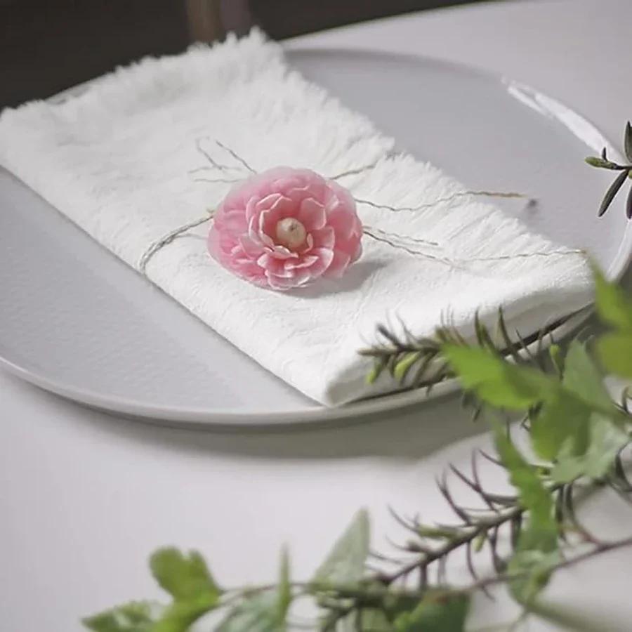 50 Peças Guardanapo de Mesa Algodão Verde Sálvia Gaze Toalha Rústico Páscoa Suprimentos para Casamento Decoração e Acessórios para Mesa de Festa de Aniversário