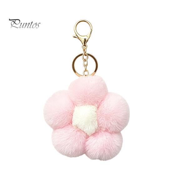 Aesthetic Handbag Pendant Plush Flower Keychain for Handbags, Five-petal Bag Charm, Backpack Hanging Accessory Fluffy Women