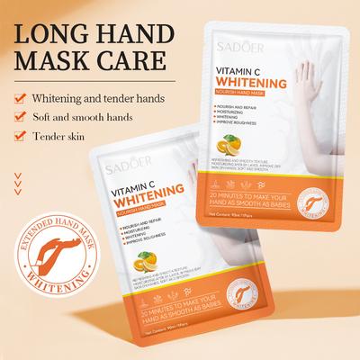 Maschera mani lunga alla vitamina C SADOER, idratante e sbiancante, morbida, con guanti lunghi
