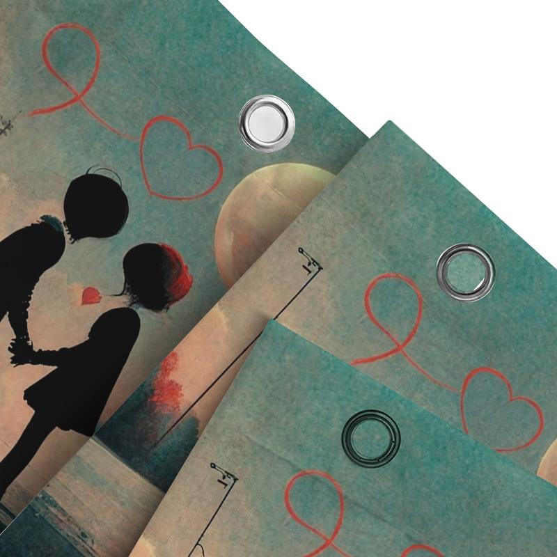 Romantic Couple Under The Moon Shower Curtain | Artistic Bathroom Decor
