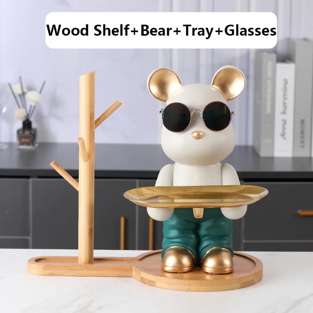 Bear Tray Bear Sculpture Piggy Bank Violent Bear Statue Resin Ornament Desktop Accessories Kids Gift Living Room Home Decor
