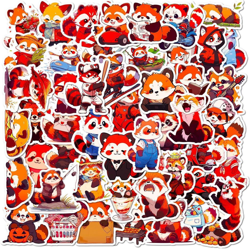 50 Cartoon Little Panda Stickers New Product Cute Little Animals Red Panda Little Panda Cartoon
