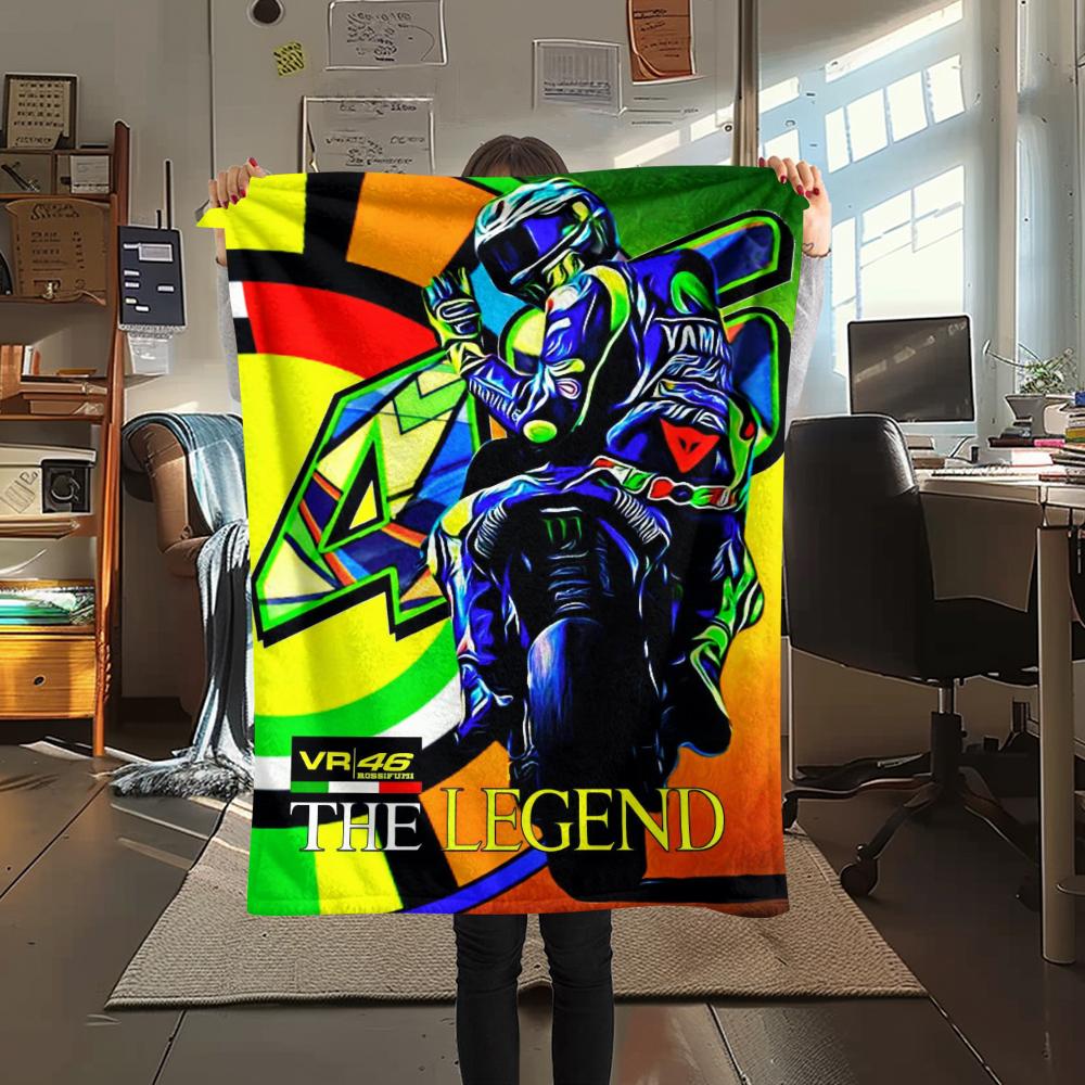 

1Pc Vr46 Motorcycle Print Flannel Blanket, High quality Comfortable for All Seasons, Home Decor, Warmth and Comfort, Perfect for Gifts 80cm x 120cm