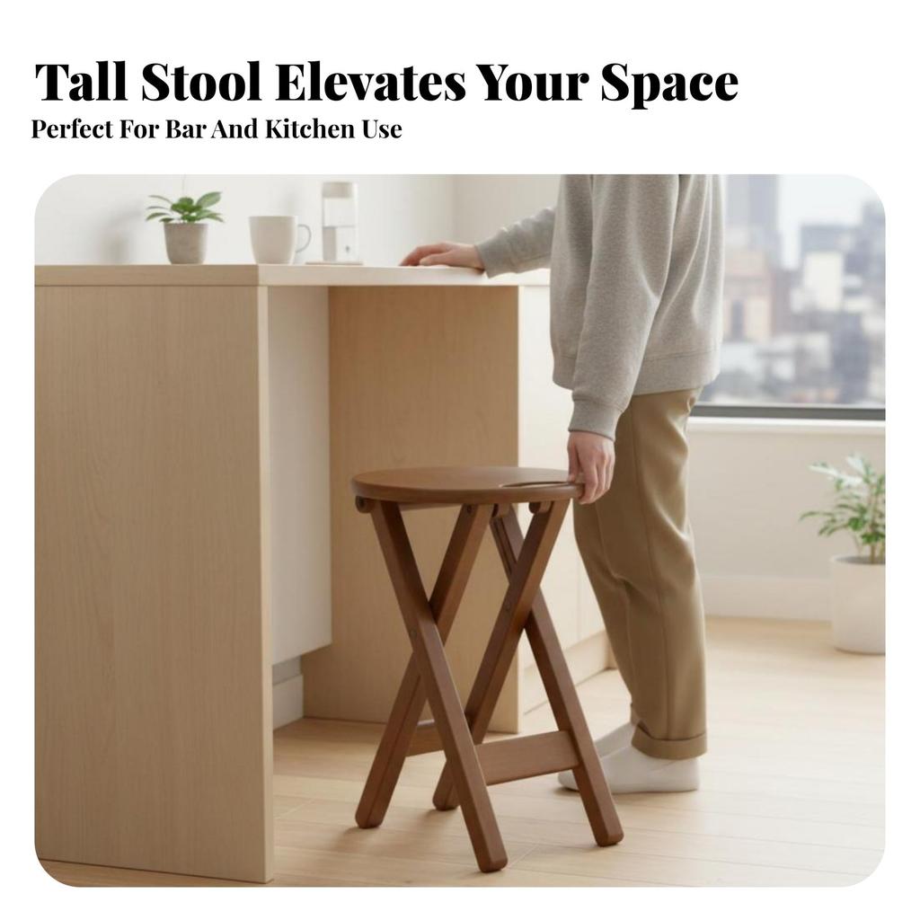 Padded Round Stool Foldable Portable Seat Space-Saving Easy Storage for Event Hosts, Campers, Indoor Use, Kitchen, Dorm Room