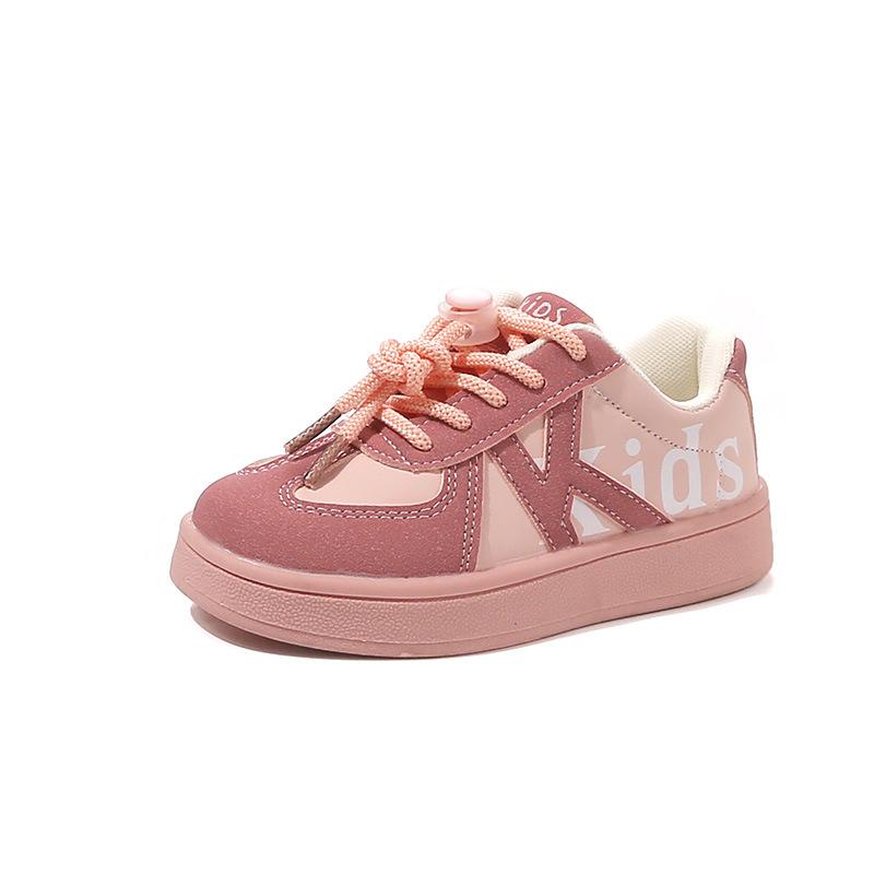 

Модная кожаная детская обувь на плоской подошве 2025 модели весна-осень обувь для малышей для девочек с мягкой подошвой повседневная универсальная спортивная обувь для мальчиков 26-30 yards, 5 pairs in one hand розовый