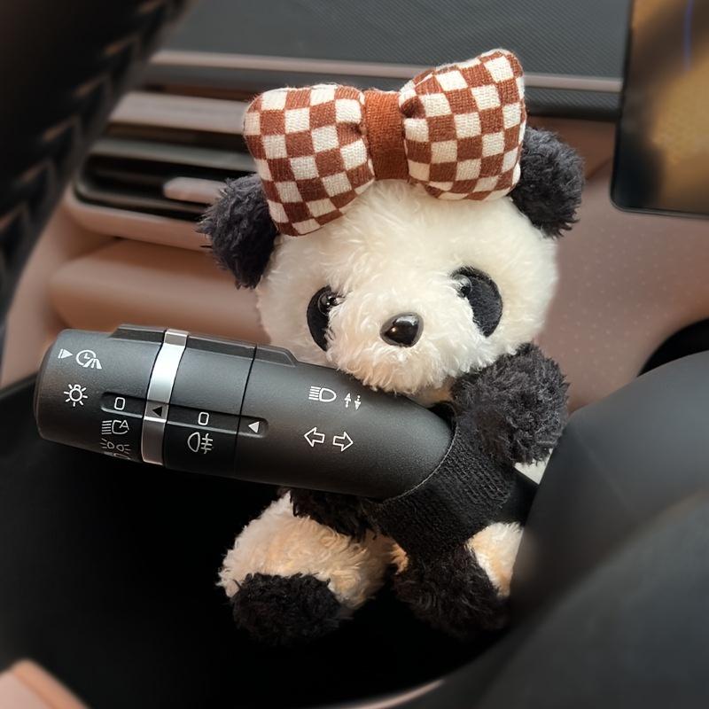 1pc Plush Panda Doll Clutch Decoration Car Wiper Turn Signal Switch Decoration Accessories New Car Gift Car Decorative Ornaments