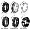 European & American Trendy Titanium Steel Men's Rotating Hip Hop Ring - Multiple Styles Set
