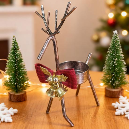 Vánoční svícen na čajovou svíčku Zlatá železná dekorace na stůl okno Všestranná vánoční sváteční dekorace