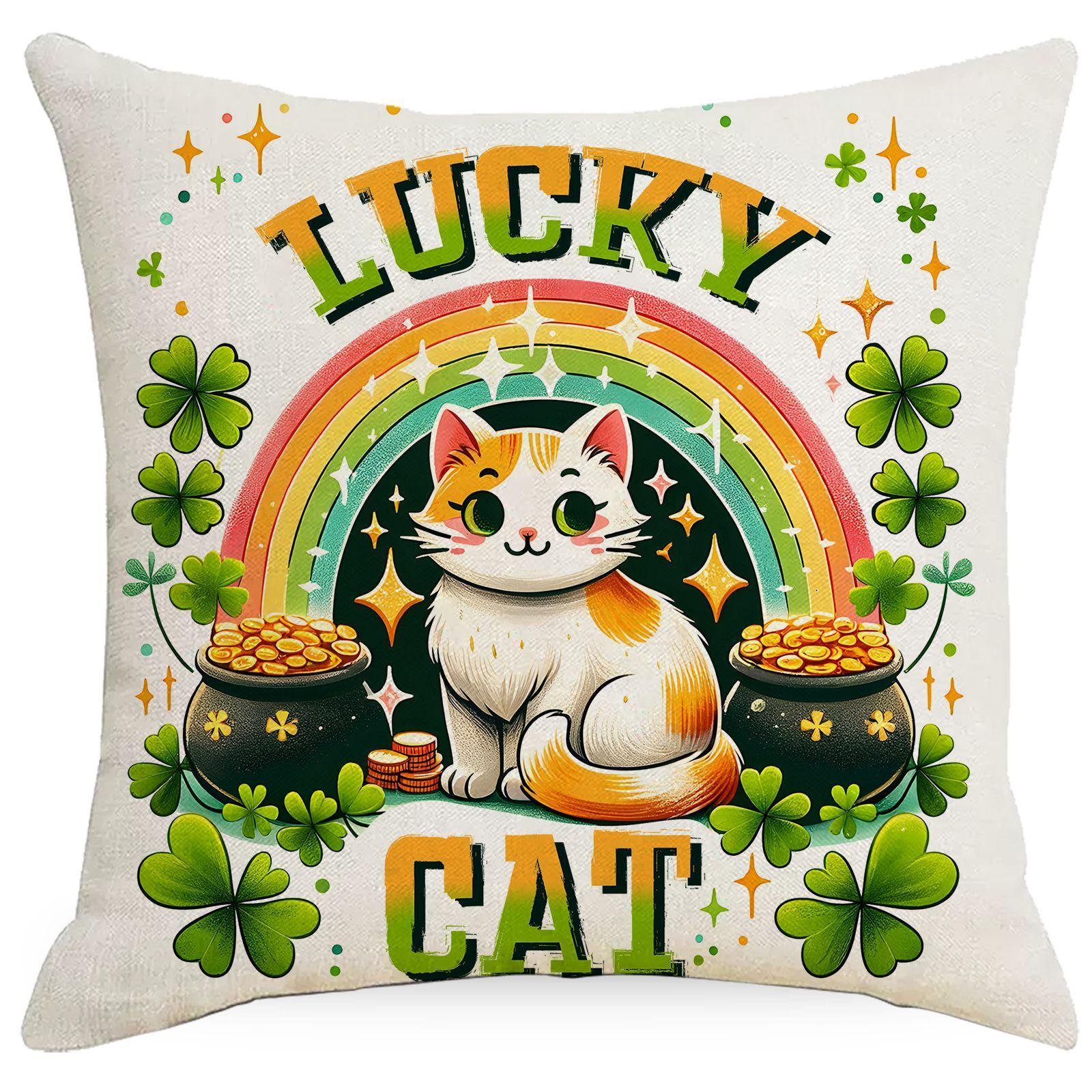 

New St. Patrick s Day Push Pillowcase Irish Holiday Party Decorative Push Cover 45 * 45Cm