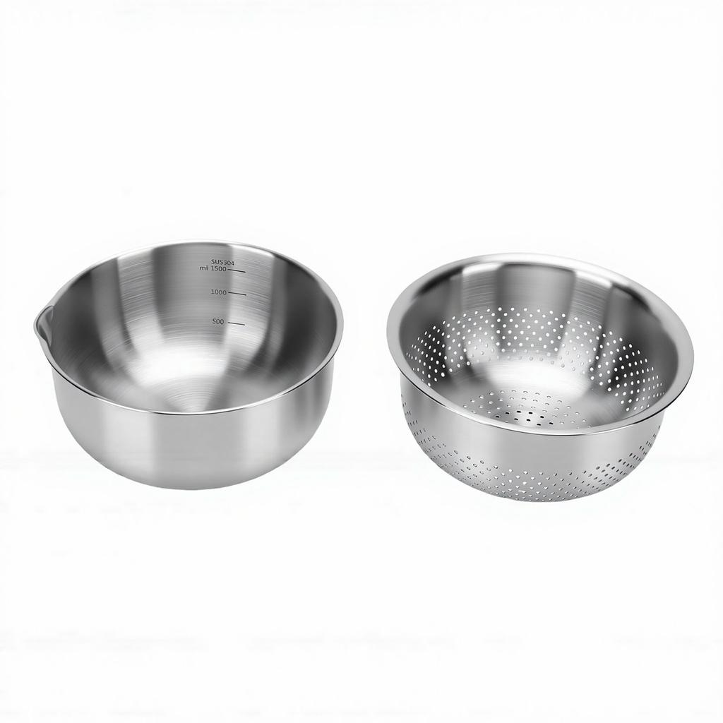 Stainless Steel Colander Bowl Set Vegetable Washing Basket Multipurpose Fruit Draining Basket for Kitchen